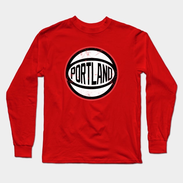 Portland Retro Ball - Red Long Sleeve T-Shirt by KFig21